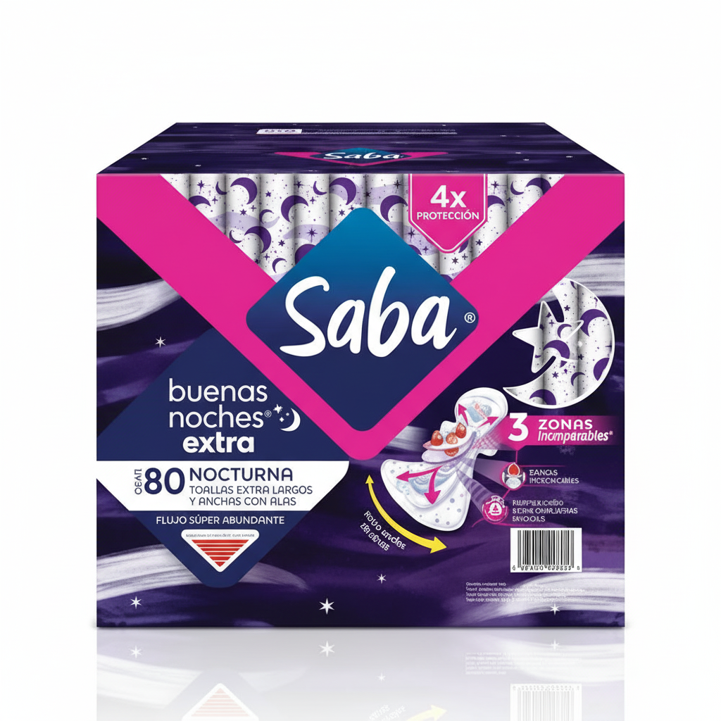 SABA BUENAS NOCHES TOALLAS FEMENINA 80PZS